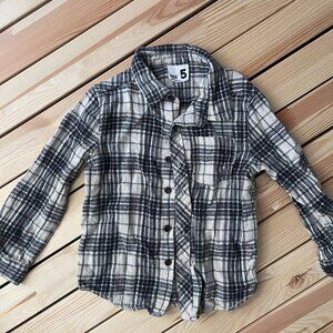 Cotton On Kids Button Up Shirt Black/White Size 5